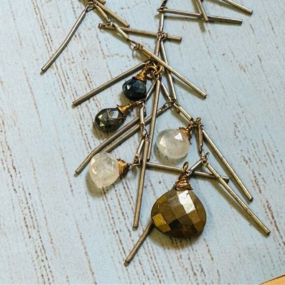 Catherine Page Quartz Hematite Spike Dangle Rosary Link Necklace - Picture 3 of 3